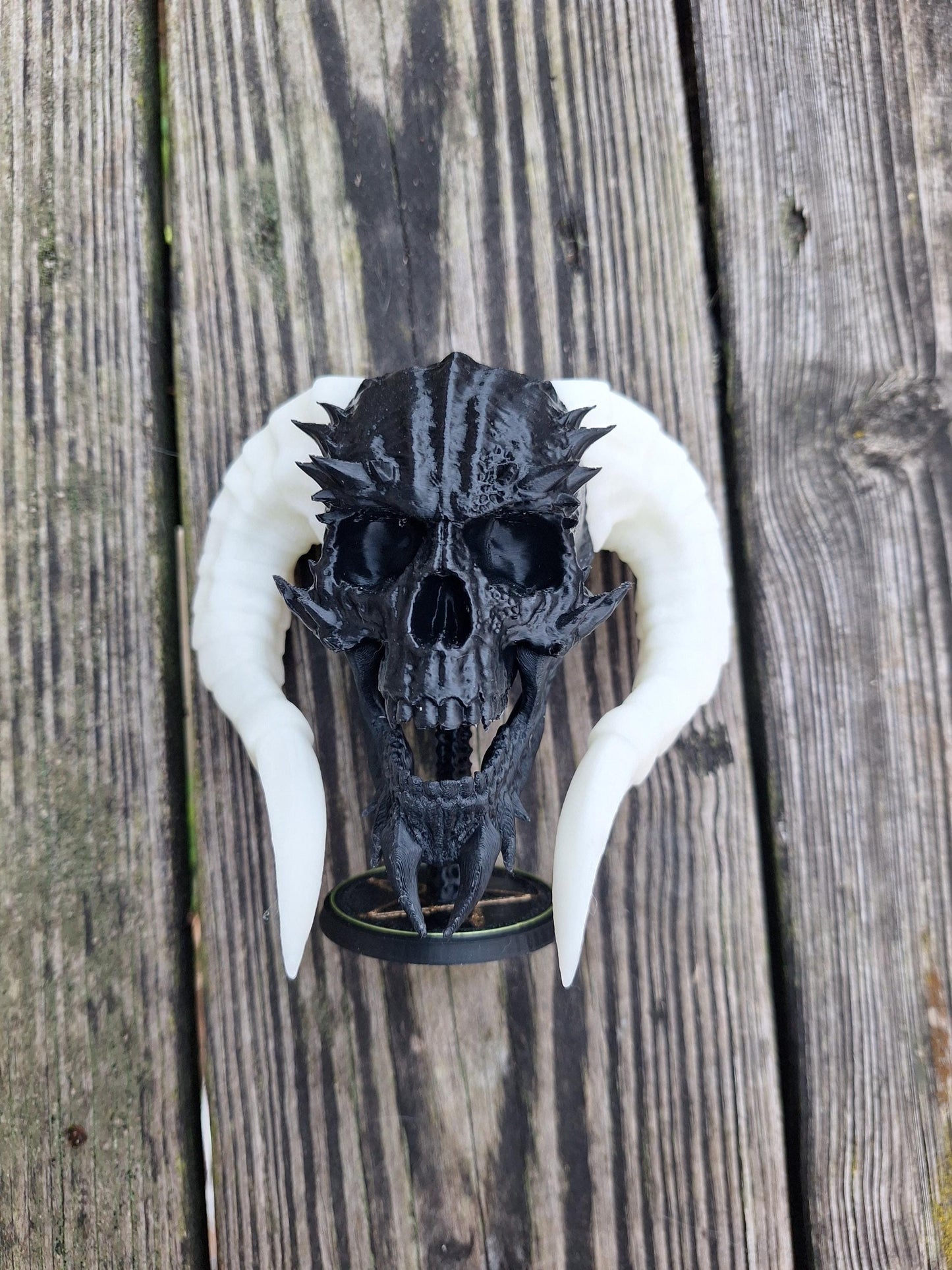 Miniature Demon Skull with glow in the dark horns.