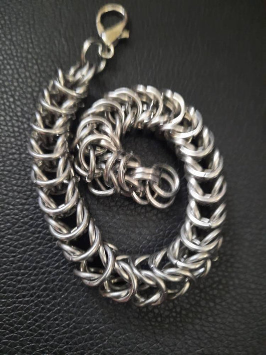 Hand Crafted Stainless Steel Byzantine bracelet