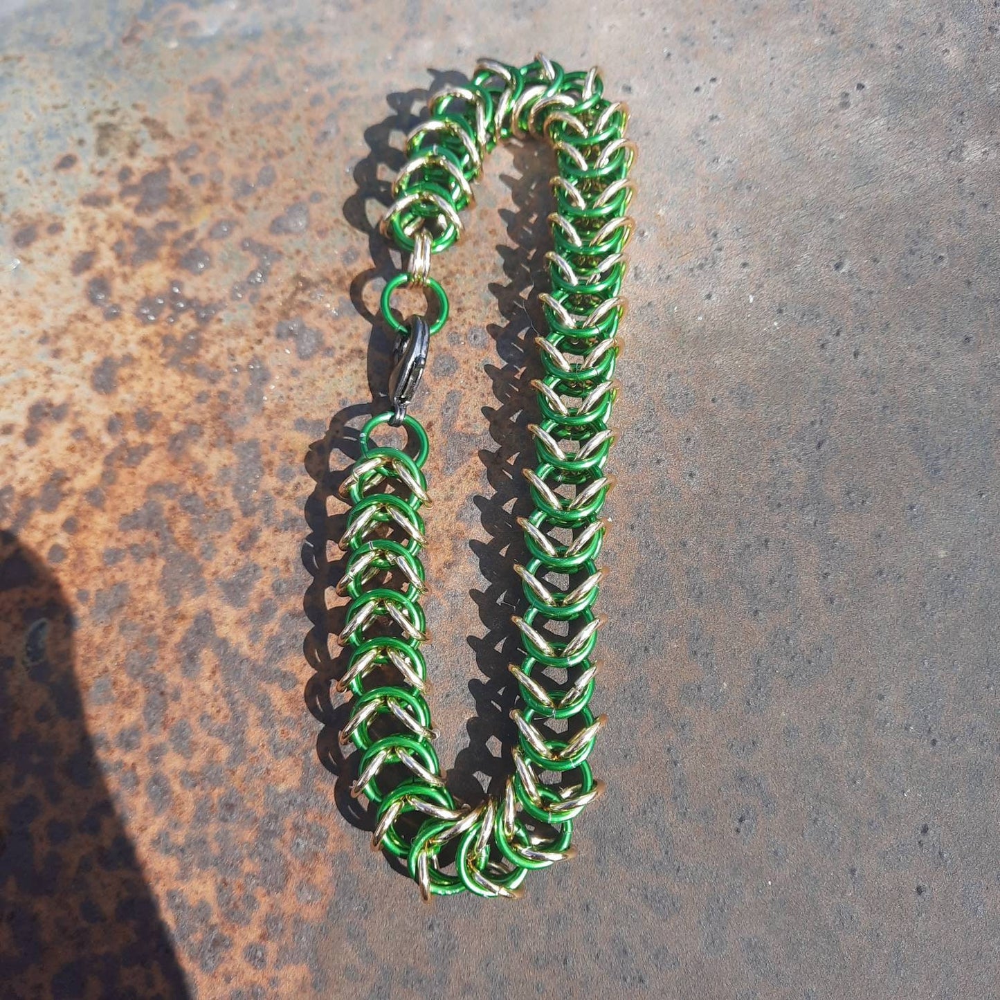 Packer themed byzantine woven bracelet