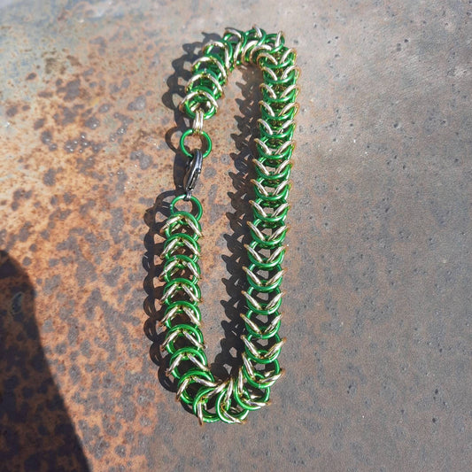 Packer themed byzantine woven bracelet