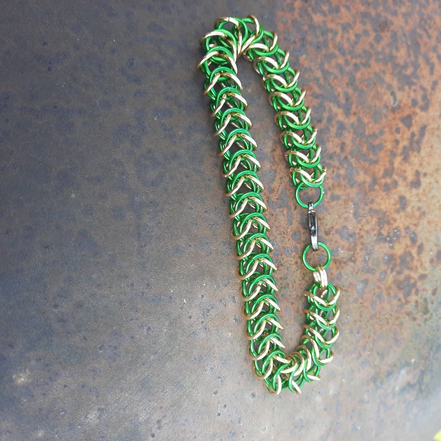 Packer themed byzantine woven bracelet